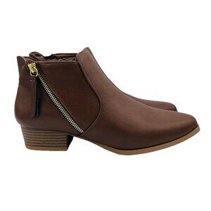 Croft & Barrow Shoes Womens Size 9 M Brown Ankle Booties Zip Heeled Boots